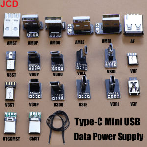 JCD 2pcs USB 2.0 Plug Up Down Left Right L-Shaped Elbow 90 Degrees Android Micro Type-C Mini USB Data Power Supply Connector