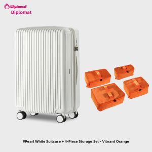 Diplomat | Pearl Finish Travel Suitcase & 5-Piece Travel Organizer Set