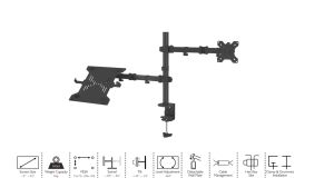 Flight Economic Series Monitor Arm and Laptop Arm LCD Arm Monitor Mount Ergonomic Vesa Monitor Stand International Vesa Compatible Max Weight 8kg Per Arm Cable Management Included 360 Degree Monitor Rotation