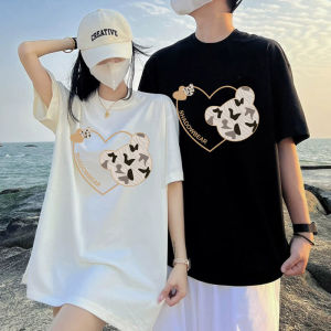 Áo Thun Cotton Nguyên Chất Dáng Rộng in Họa Tiết Mùa Hè Cho Nam Và Nữ Cổ Tròn Tay Ngắn Phong Cách Đường Phố Thường Ngày