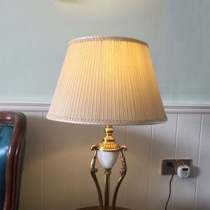 European American Style Khaki Yellow Fabric Lampshade Lighting Accessories Bedroom Study Floor Lamp Living Room Table Lamp