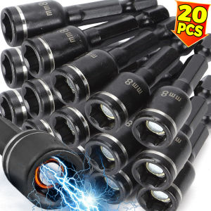 20Pcs Magnetic Hex Sockets Nozzles Nut Driver Drill Bit Screwdriver Wrench Adapter Electric Impact Bolt Handle Power Tool Accessories