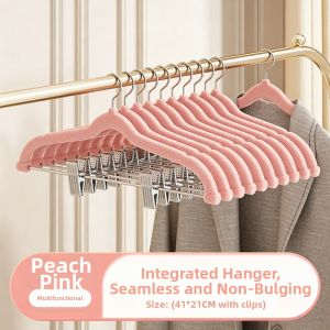 MANJIELI | Non-slip Velvety Hangers with Clips
