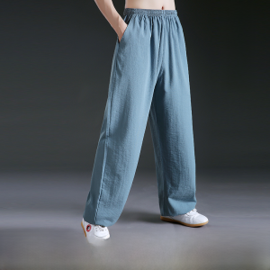 High-End New Cotton Silk Loose Summer Tai Ji Pants Mens and Womens Shadowboxing Practice Pants Tai Ji Suit Lantern Kung Fu Pants