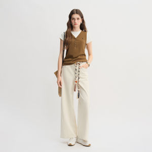 DUSHU | V-neck Fashion Office Letter-embroidered Leisure Tank Top Multicolor