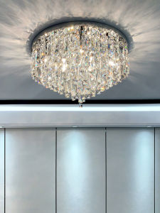 Modern Minimalist Crystal Ceiling Light round Living Room Main Bedroom Lamp Luxury LED Chandelier Stainless Steel Home Decor