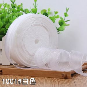 25mm 50yards/roll Organza Ribbons Gift Wedding Party Christmas Decoration Wrapping Lace Handmade DIY Multicolor Chiffon Ribbon