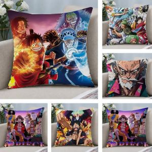 Bandai | One Piece Wano Country Arc Anime Plush Pillow Cover Soft Short Plush Cushion Cover For Sofa Bedroom Home Decor Gift Decoration
