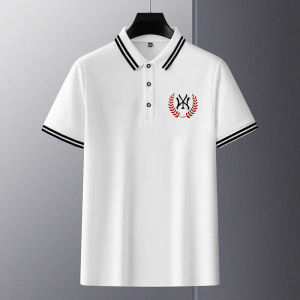Mens short-sleeved t-shirt summer new trend lapel polo shirt fashion mens ice silk thin t-shirt top
