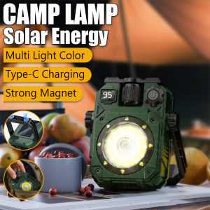 Solar Camping Lamp with Magnet & AdjustableBracket，5 Modes Outdoor Waterproof  Lantern for Tent Hiking & Emergency Lighting