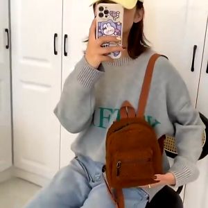 Tas Ransel Mini Bulu Wanita Bag Sekolah Kecil Remaja Fashion Kuliah Lucu Aesthetic Korea