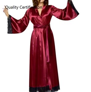 Batobe Bride Long Cardigan Women Sleepwear Bath Robe Polyester Fiber Pure Color Casual Home Wear Short Sleeve Midi Dress