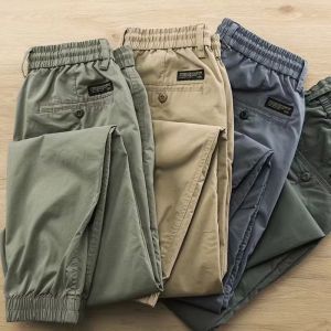 Mens Casual Cotton Work Trousers Loose Fit Comfortable Wearable Long Pants Youthful Style Summer Leisure Fashion
