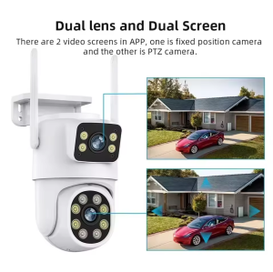 4K 8MP Tuya Dual Lens WIFI Camera  Outdoor Dual Screen Ai Human Auto Tracking Security Camera Surveillance with Alexa Google