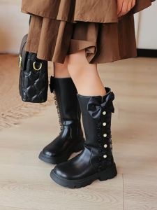 Sepatu High Boot Anak Cewek Kulit Leather Flat Perempuan Dance Karnaval Fashion (ZH SS273)