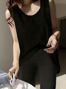 Long Thigh-Length Tops Fart Curtain Tank Top Sleeveless T-shirt Womens Sweater Inner White T Bandage Dress Base Handy Gadget Loose Long T