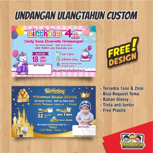 (Isi 10pcs) Undangan Ultah ulangtahun custom foto dan tema
