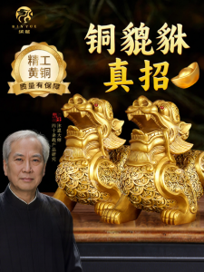 BINYUE | Prosperity Feng Shui Pi Xiu Decor Pair Yellow Brass