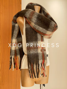 Soft Woolen Scarf for Women Skin-friendly Plaid Color Block Winter Warm Scarf Large Size Rectangle Shape Tassel Detail