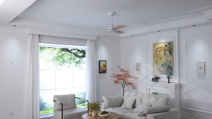 42 Inch Ceiling Fan 3 MDF Blades Dual Color DC Motor 6 Speed Remote Quiet White Body