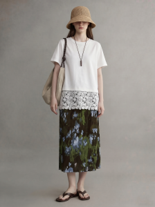 GULILI | Trendy Two-piece Set Lace Short-sleeved T-shirt Printed Skirt