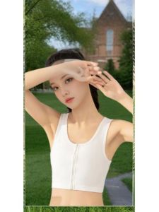 Áo Ngực Thể Thao Mùa Hè Mới Có Khóa Kéo Áo Ngực Bó Sát Yoga Áo Ngực Bó Sát Áo Ngực Ngắn Màu Trơn Bằng Sợi Nylon Ngọt Ngào