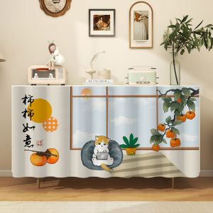 Waterproof Kitchen Cabinet Door Curtain Oil Resistant Dustproof Concealment Curtain Home Fabric Art New Chinese Style Stick on