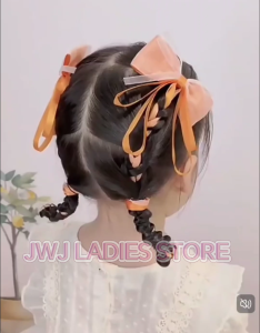 Aksesori Rambut One Pair Ribbon Colorful Hair Clip Kids Hair Ribbon Pin Set