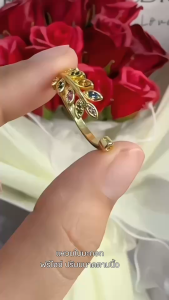 Phoo_Shop แหวน แหวนผู้หญิง แหวนใบมะกอก นําโชค เสริมดวงความรัก ชุบทอง เหมือนแท้ ฝังเพชร CZ