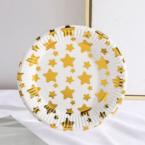 10/20/50Pcs/Set Gold Silver Paper Disposable Tray Party Supplies Paper Plate Picnic Party Dinner Cake Tray Fashion Outdoor Plate