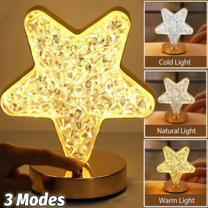 Acrylic Touch Dimming Night Light Star Moon Table Lamp with Color Changing USB Rechargeable Living Room Bedroom Decoration Light