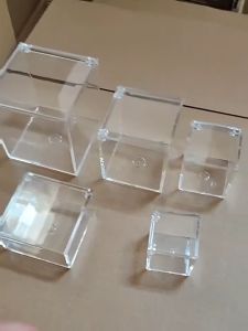 QIANGDI เคสฝาพับ กล่องเก็บของสำหรับเก็บ หลายขนาด พร้อมฝาปิด กล่องพลาสติกใส่ของ ของใหม่ อะคริลิค กล่องแสดงสินค้า ของชำร่วยงานแต่งงาน