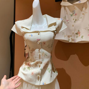 High-End Summer New Style Womens Fashionable Print Short Sleeve Chiffon Top Versatile Female Clothing by Nasyxspacex