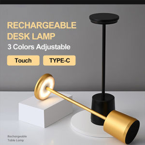 Bar Table Lamp 3 Color LED Metal Desk Lampu USB Rechargeable Stepless Dimming Touch Control Bedroom Decor Bedside Lighting Nordic Modern Minimalist 吧台灯
