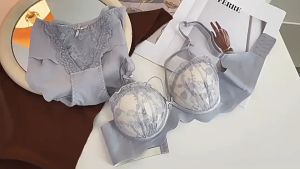 Jin.Lucky ชุดชั้นในลูกไม้ เซ็กซี่ มีคุณภาพดี ไร้โครง ฟองน้ำบาง สำหรับผู้หญิง #B07