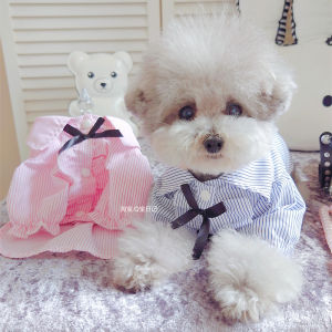 Cute Stripes Shirt Pet Cat Bichon Schnauzer Poodle Dog Clothes Spring and Summer Clothing Female Canine Male Dog Couple
