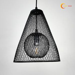 Lightmax โคมไฟห้อย 1044/011 ทรงสามเหลี่ยม-ในกลม ลายตาข่าย สีดำ