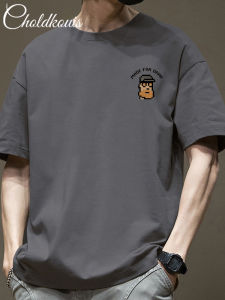 Mens Short Sleeve T-Shirt Pure Cotton Loose Fit Summer Casual Style Breathable Sweat Absorbent Comfortable round Neck Top