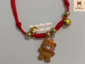 Vòng cổ dây đỏ may mắn phối charm cực xinh cho chó mèo