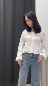 QUEENTIN Blouse Wanita Smock 0702 Katun Tenzel Primacool Polos Lengan Karet Panjang