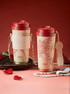 CAROTE | Ceramic Lined Red Thermos Cup