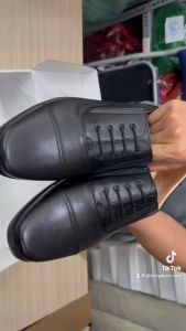 Giày Sĩ Quan Không Cột Dây Lót Vàng Đế Cao Su Có Khâu Hộp Đựng Đẹp