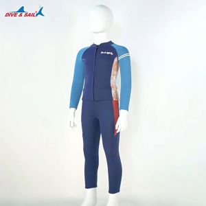 ชุดว่ายน้ำเด็กชาย เก็บอุณหภูมิเด็ก 2 ชิ้น(แยกเสื้อ แยกกางเกง)  หนา2.5MM BJ-T น้ำเงิน 2 ชิ้น