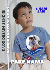 Kaos anak pake foto dan nama kaos Desain sendiri