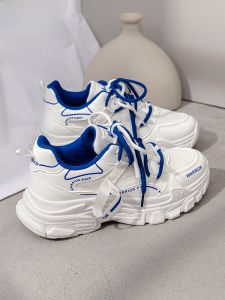 Klein Blue Dad Shoes Womens Summer 2025 Casual Sports Thick Bottom Net Surface Fashionable Flat Heel round Toe PVC Outsole