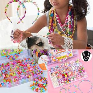 Children DIY Beads Set Loose Spacer Pendant Beads Acrylic Non-Toxic Safe Jewelry Making Rich Color Large Quantity