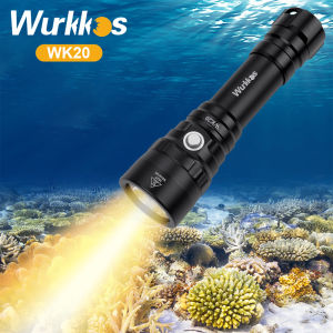 Wurkkos ไฟดำน้ำ IPX8พลังไฟฉายดำน้ำ WK20S กันน้ำชาร์จได้สูงสุด2000ลูเมน XHP35 HD LED 4โหมดไฟติดเพดานเรือดำน้ำ