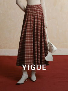 Yigue | Festive Stylish Tartan A-line Midi Skirt