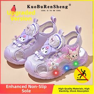 KUOBURENSHENG | Non-slip Anti-kick LED Lighting Girls Sandals Soft Sole