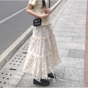 Váy Midi Cạp Cao Họa Tiết Hoa Phong Cách Pháp Cho Nữ Mùa Xuân Hè Váy Xếp Ly Ren Bánh Mì Dài Vừa Phải